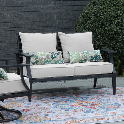 Patio Deep Chair Cushion, 2 Back 2 Seater 2 Pillow, Light Gray Aoodor