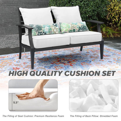 Patio Deep Chair Cushion, 2 Back 2 Seater 2 Pillow, Light Gray Aoodor high quality cushion set