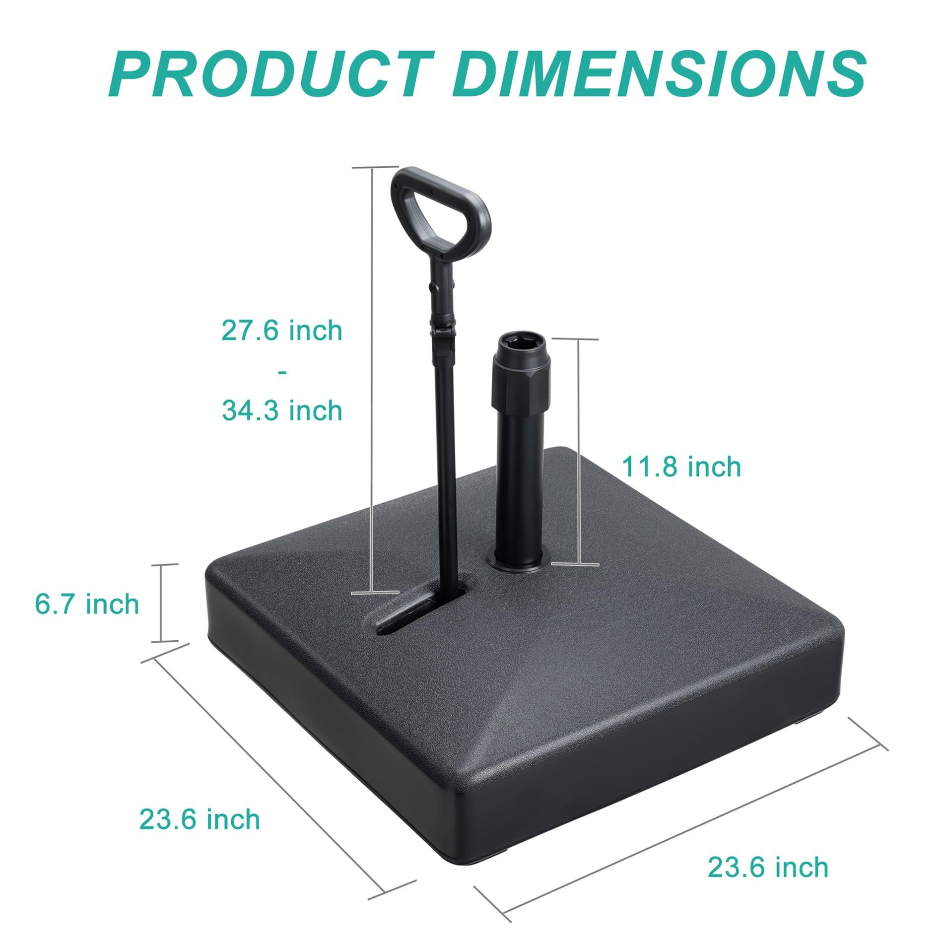 Patio Umbrella Base Heavy Duty with Wheels and Pull Rod, Fillable Umbrella Base, Mobile Market Stand for Deck, Poolside, Lawn - Black，Aoodor