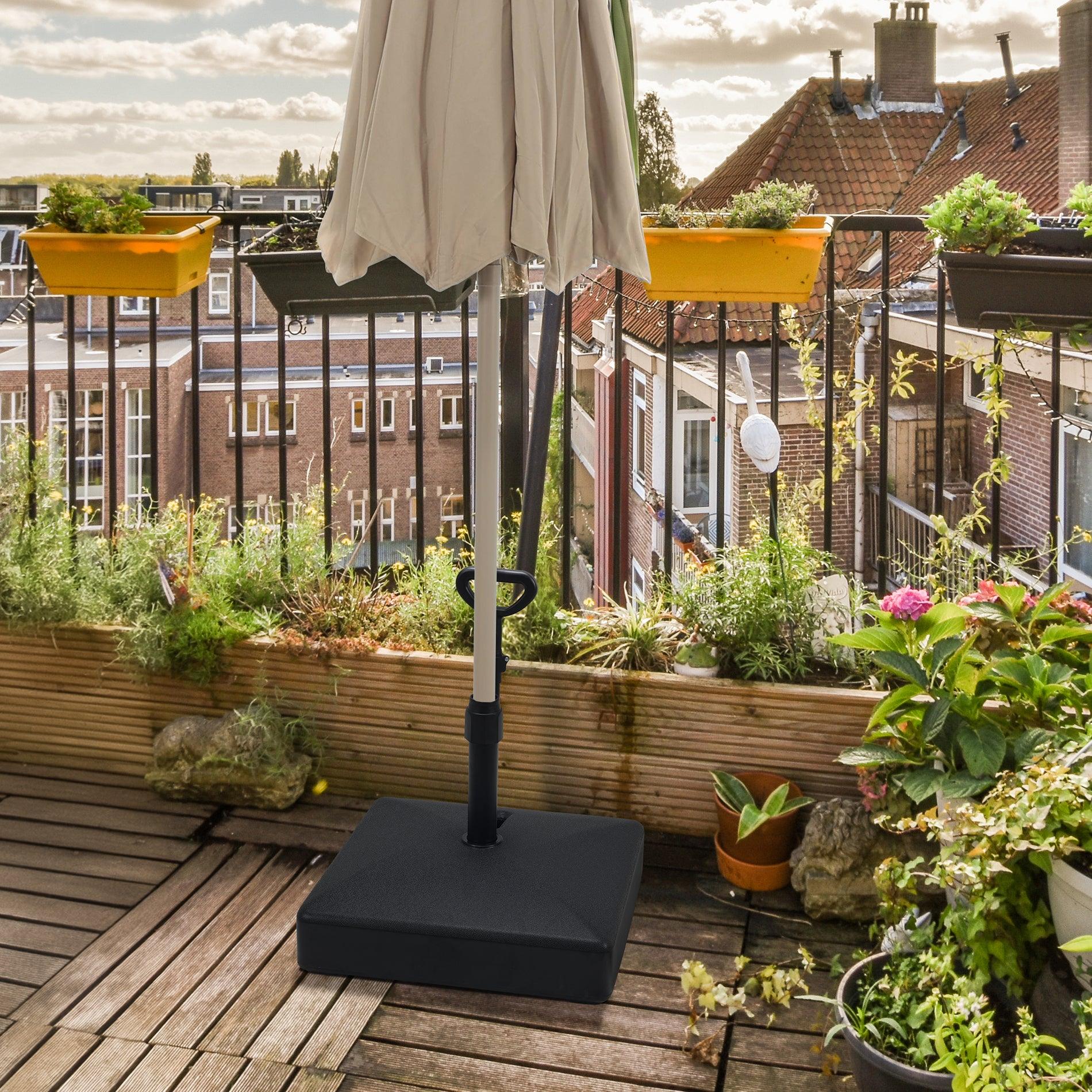 brown patio umbrella base Aoodor Patio Umbrella Base with Wheels and Pull Rod