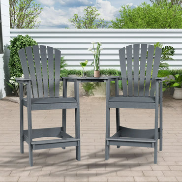 Tall Adirondack Chairs Set of 2,HDPE Patio Bar Stool with Connecting Tray Aoodor Gray for patio