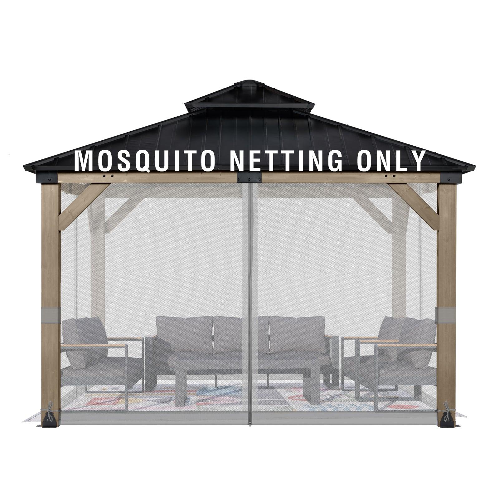 Universal Gazebo Replacement Mosquito Netting Screen 4-Panel Sidewalls with Double Zipper (Only Netting) Gray Aoodor