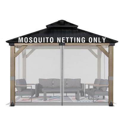 Universal Gazebo Replacement Mosquito Netting Screen 4-Panel Sidewalls with Double Zipper (Only Netting) Gray Aoodor