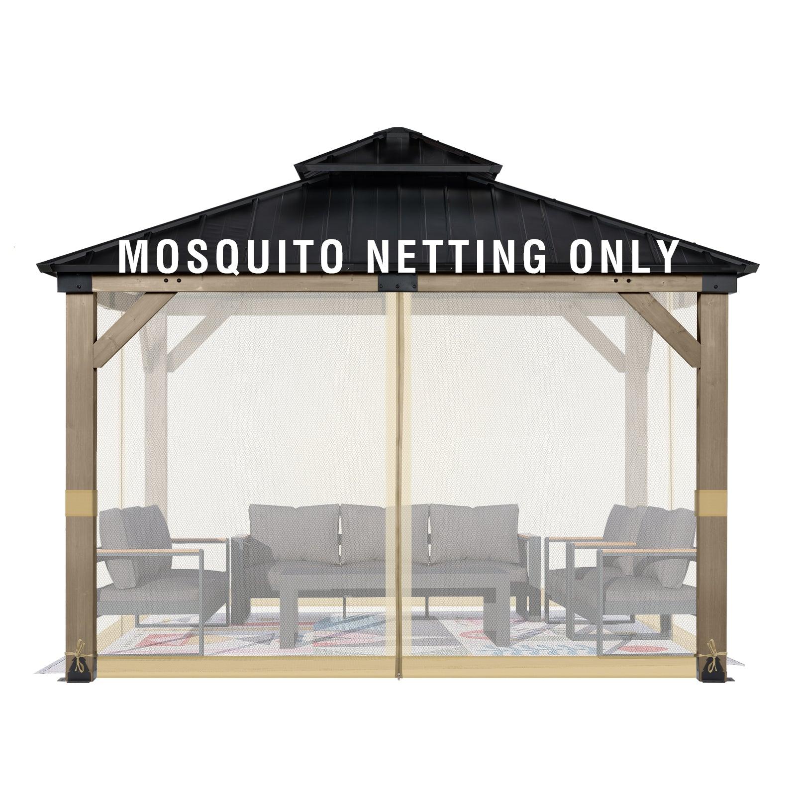 Universal Gazebo Replacement Mosquito Netting Screen 4-Panel Sidewalls with Double Zipper (Only Netting) Khaki Aoodor