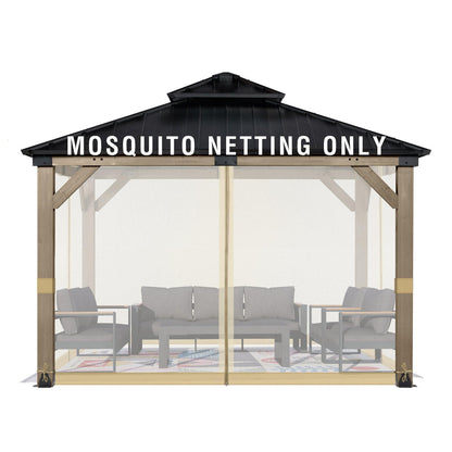 Universal Gazebo Replacement Mosquito Netting Screen 4-Panel Sidewalls with Double Zipper (Only Netting) Khaki Aoodor
