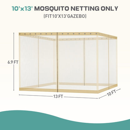 Universal Gazebo Replacement Mosquito Netting Screen 4-Panel Sidewalls with Double Zipper (Only Netting) Khaki Aoodor