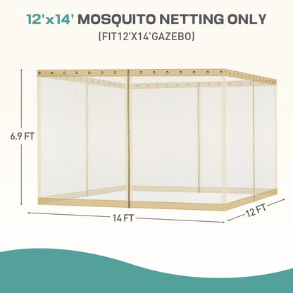 Universal Gazebo Replacement Mosquito Netting Screen 4-Panel Sidewalls with Double Zipper (Only Netting) Khaki Aoodor