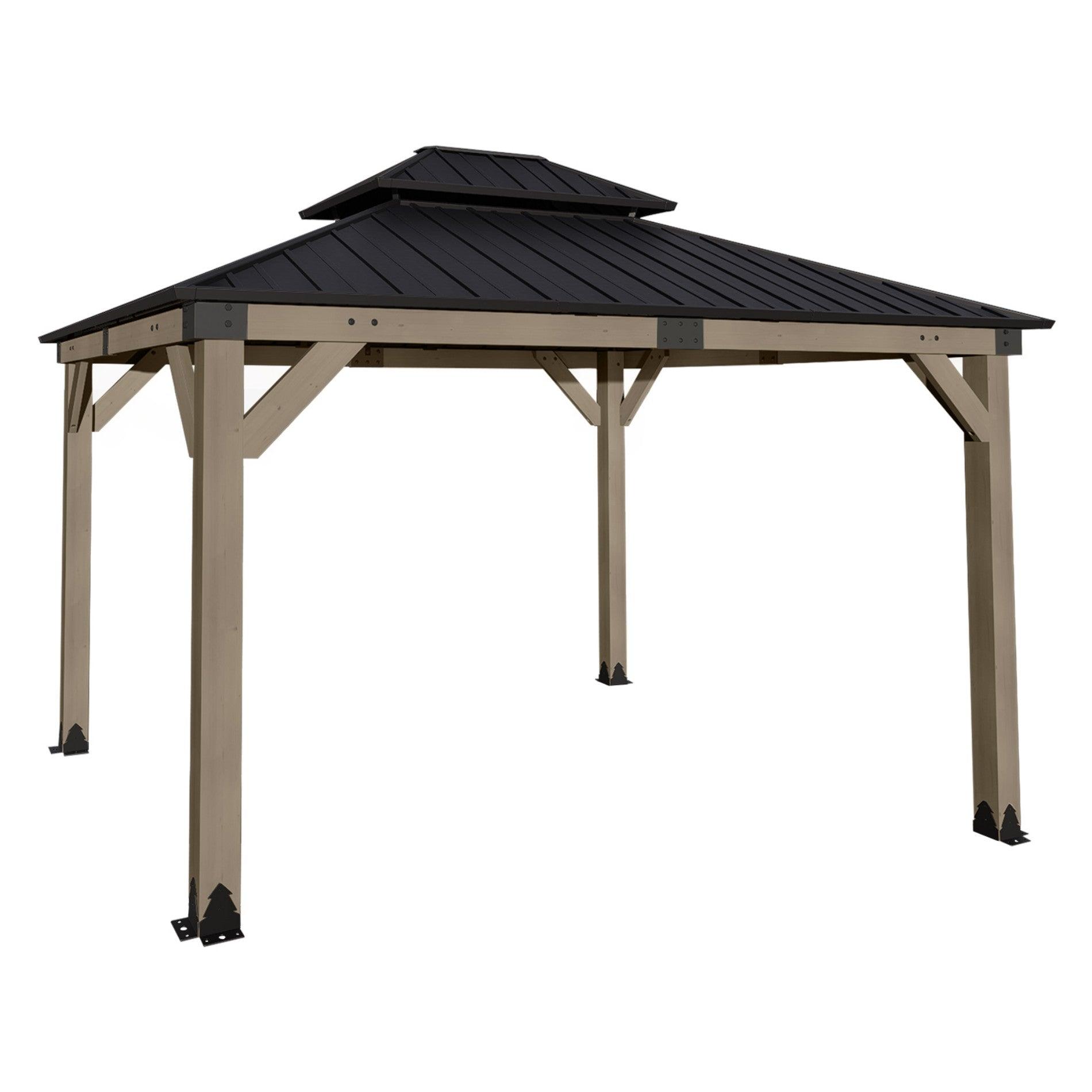 Wood Gazebo,Upgrade Cedar Wooden Frame Gazebo with Galvanized Steel Roof Aoodor Aoodor 