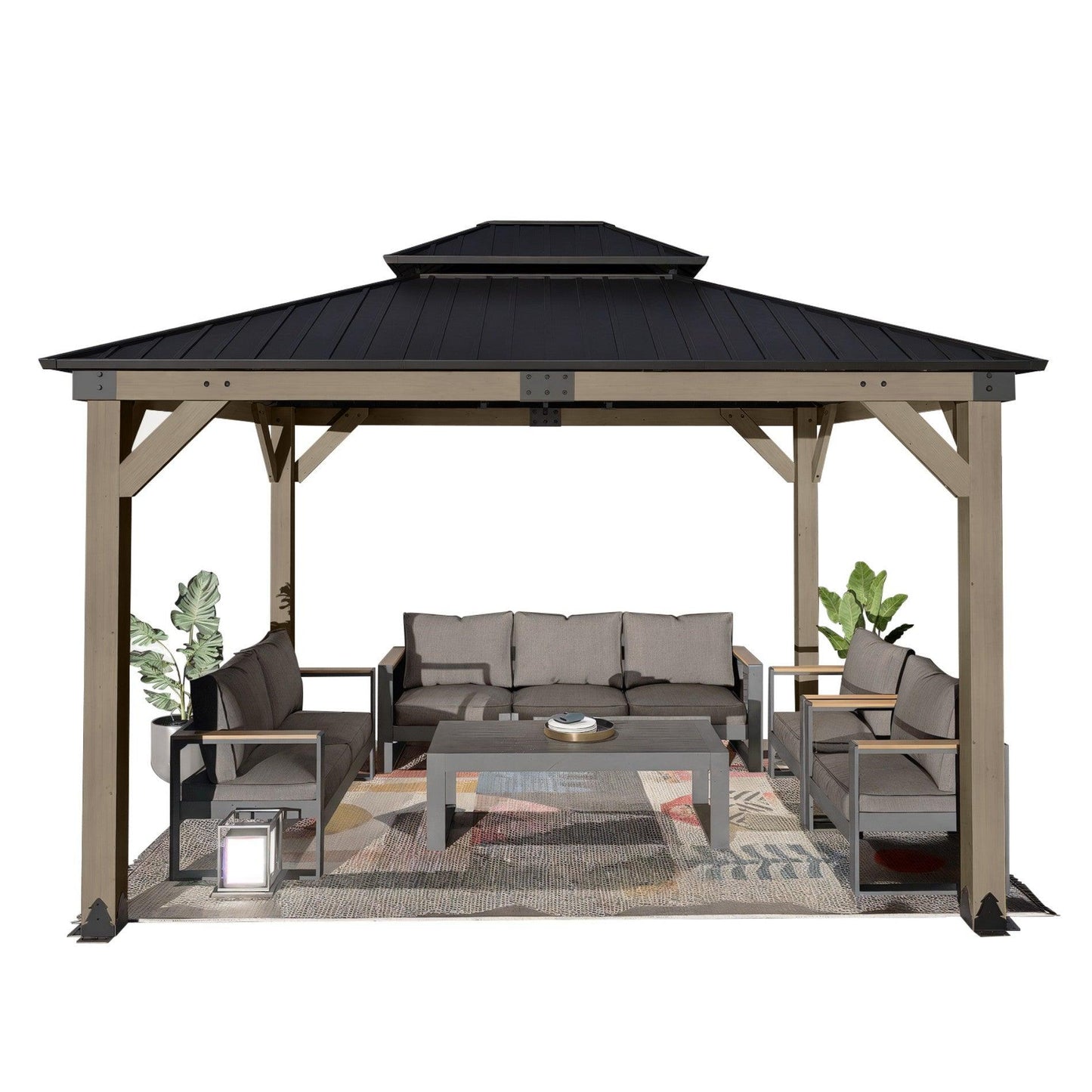 Wood Gazebo,Upgrade Cedar Wooden Frame Gazebo with Galvanized Steel Roof Aoodor Aoodor 