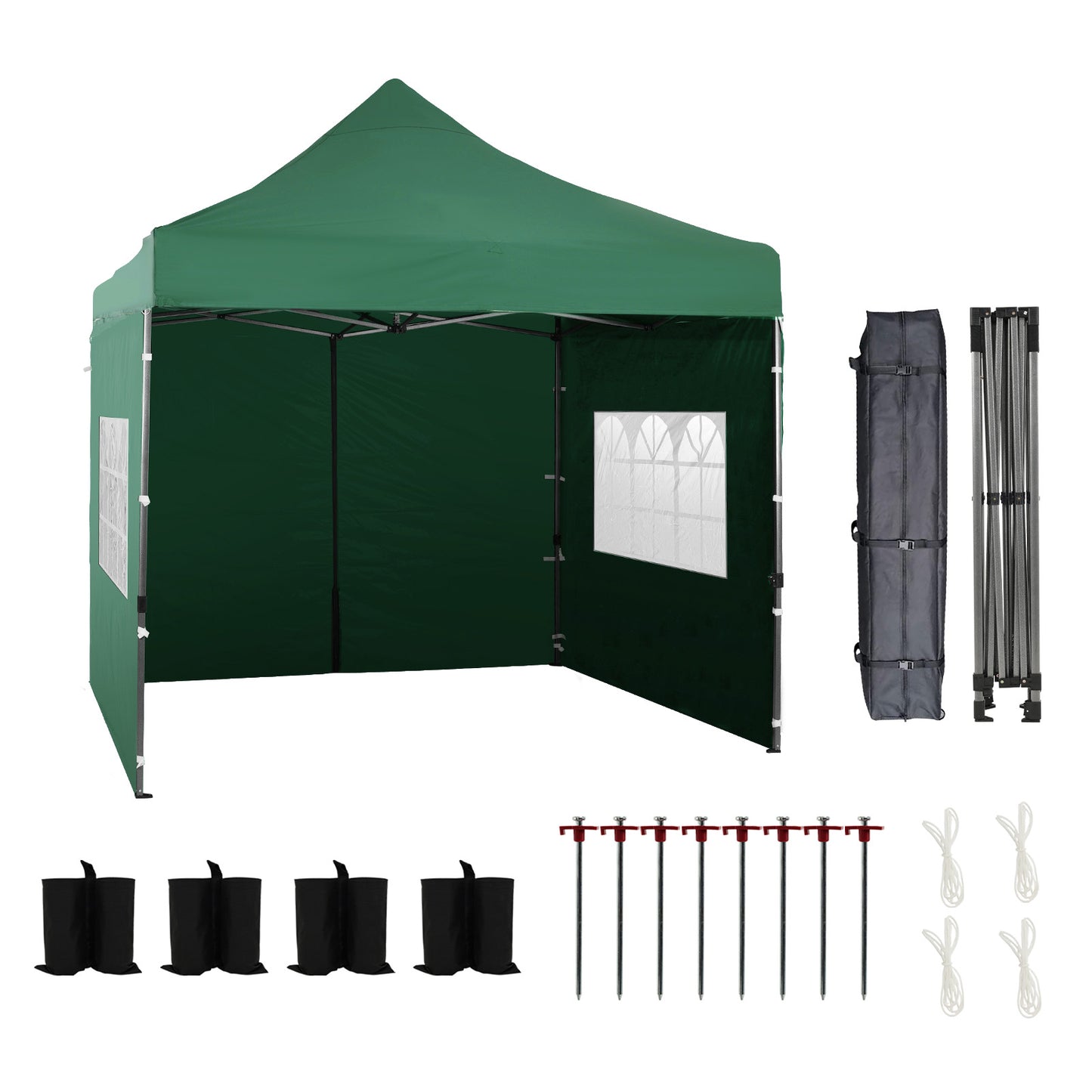 10x10 ft. Pop Up Canopy Tent with Windows Sidewalls and Wheeled Bag