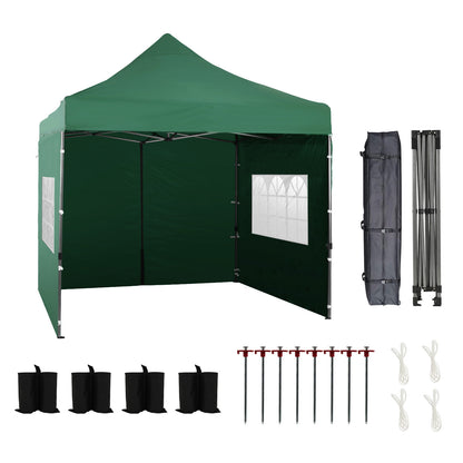 10x10 ft. Pop Up Canopy Tent with Windows Sidewalls and Wheeled Bag