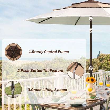 3 Tier 10ft. Patio Umbrella - Market Umbrella with Crank (No Base)