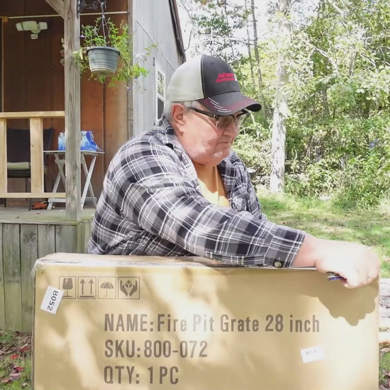 Aoodor Heavy Duty Fire Grate Log Grate, Round Spider Wagon Wheel Firewood Grate unboxing video