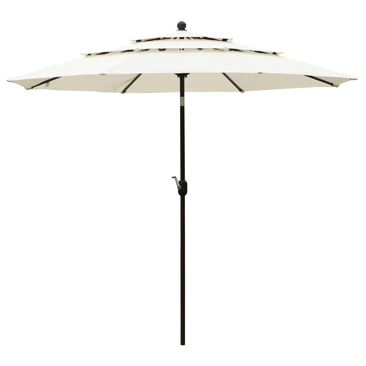 3 Tier 10ft. Patio Umbrella - Market Umbrella with Crank (No Base) Patio Umbrella Aoodor Beige