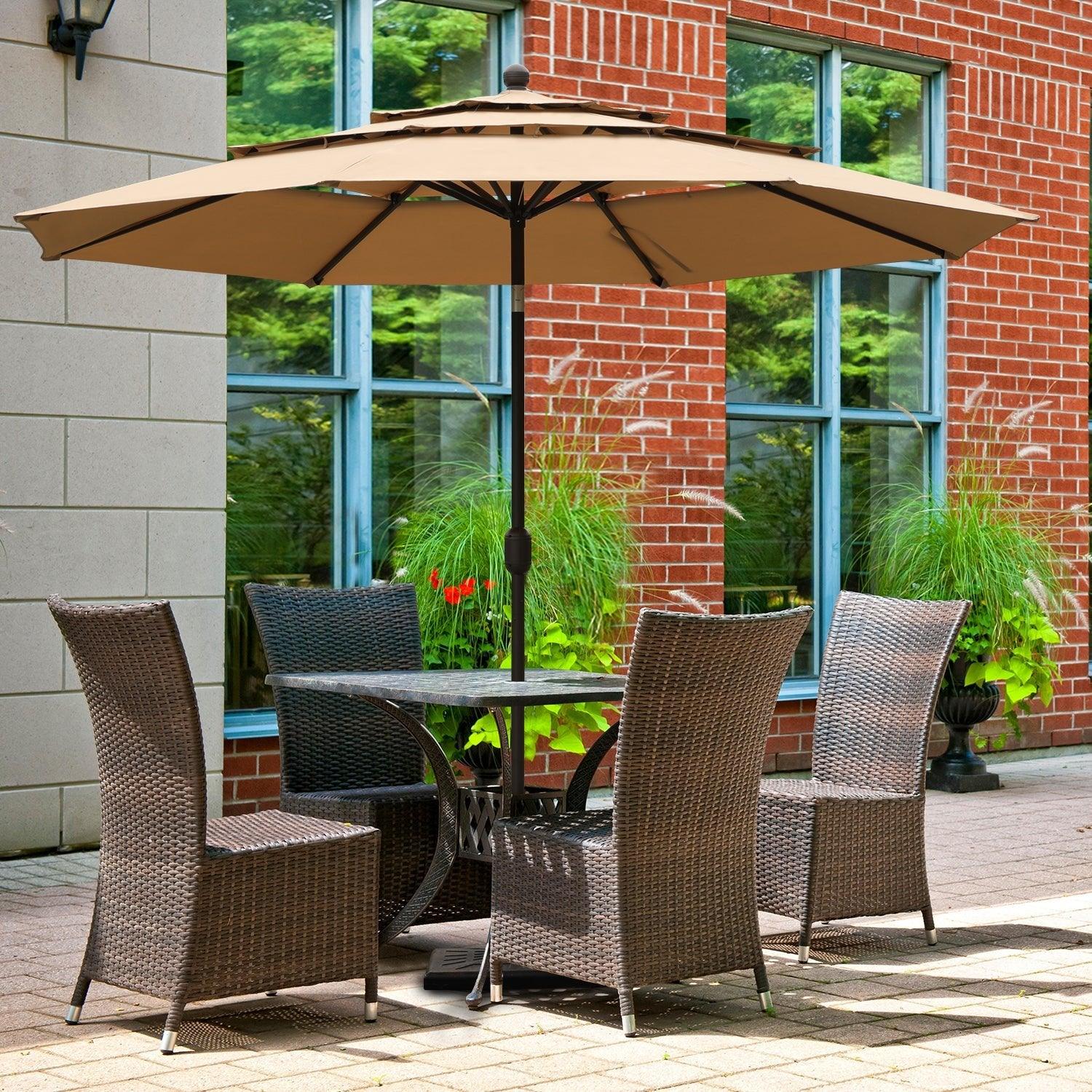 3 Tier 10ft. Patio Umbrella - Market Umbrella with Crank (No Base) Patio Umbrella Aoodor