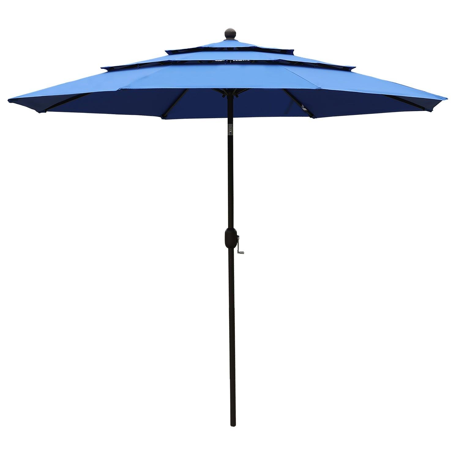 3 Tier 10ft. Patio Umbrella - Market Umbrella with Crank (No Base) Patio Umbrella Aoodor Royal Blue