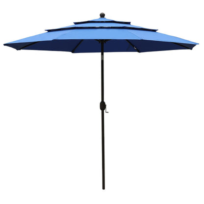 3 Tier 10ft. Patio Umbrella - Market Umbrella with Crank (No Base) Patio Umbrella Aoodor Royal Blue