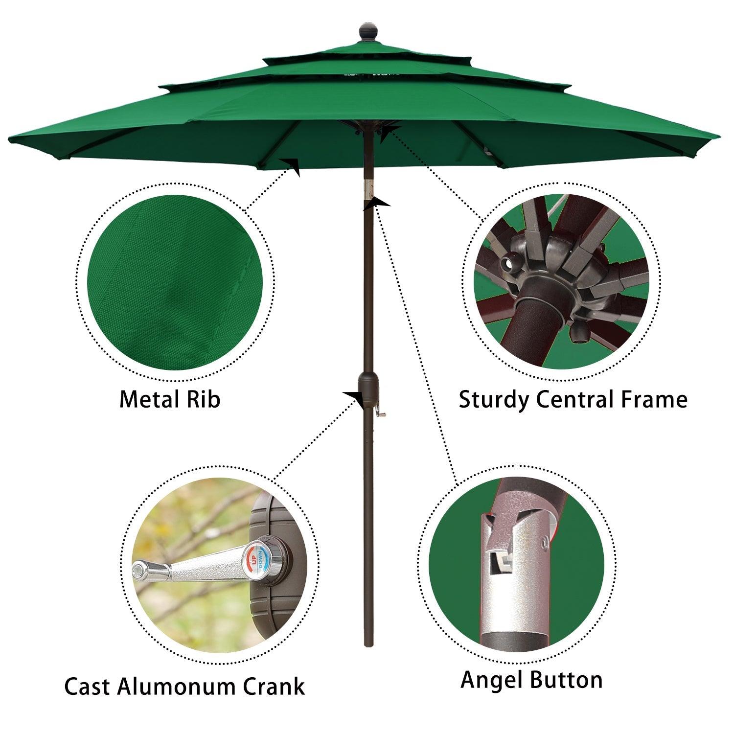 3 Tier 10ft. Patio Umbrella - Market Umbrella with Crank (No Base) Patio Umbrella Aoodor