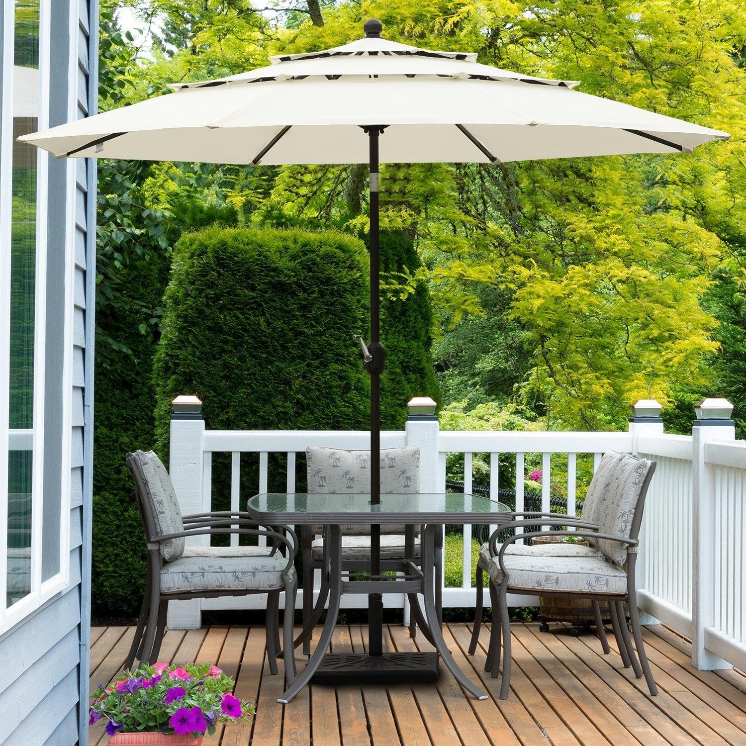 Aoodor 10 ft. Steel Market Patio Umbrella with Crank and Tilt in Color Light Blue