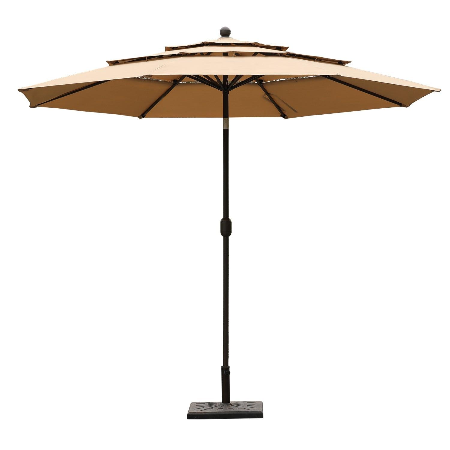 3 Tier 10ft. Patio Umbrella - Market Umbrella with Crank (No Base) Patio Umbrella Aoodor Brown