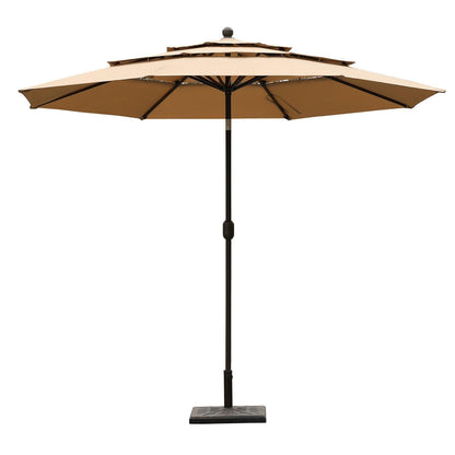 3 Tier 10ft. Patio Umbrella - Market Umbrella with Crank (No Base) Patio Umbrella Aoodor Brown