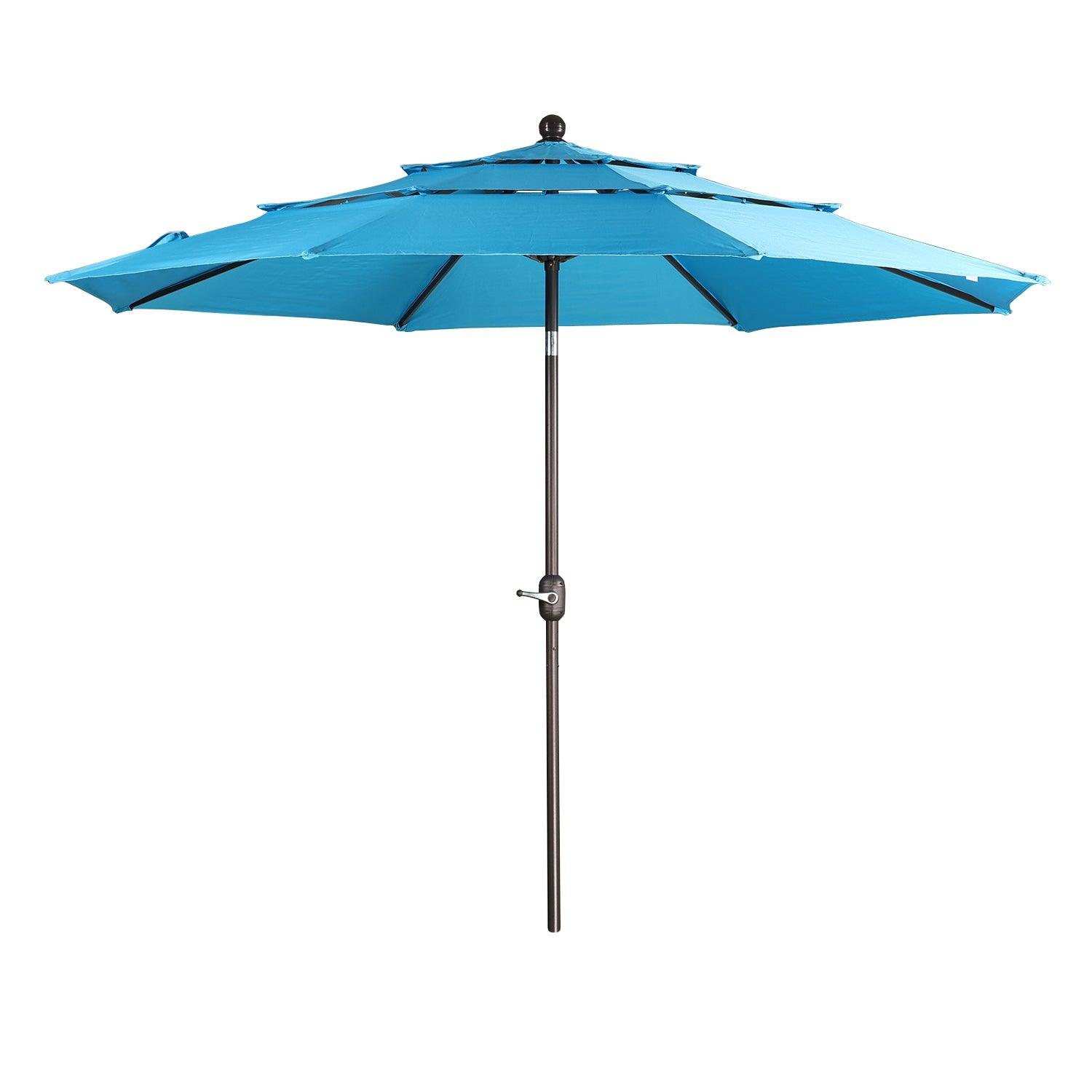 3 Tier 10ft. Patio Umbrella - Market Umbrella with Crank (No Base) Patio Umbrella Aoodor Light Blue