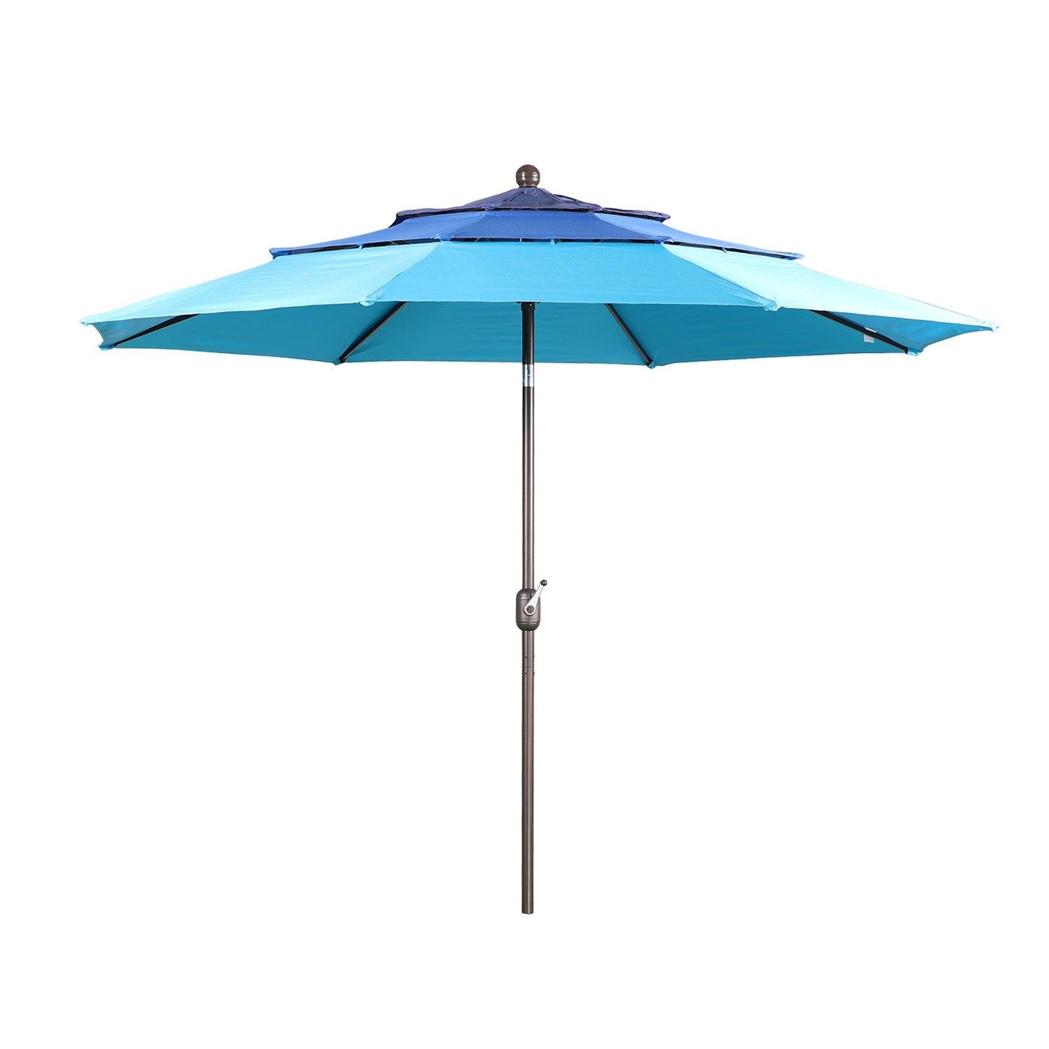 3 Tier 10ft. Patio Umbrella - Market Umbrella with Crank (No Base) Patio Umbrella Aoodor Blue