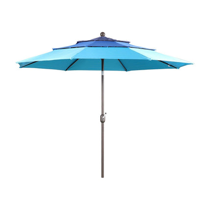 3 Tier 10ft. Patio Umbrella - Market Umbrella with Crank (No Base) Patio Umbrella Aoodor Blue