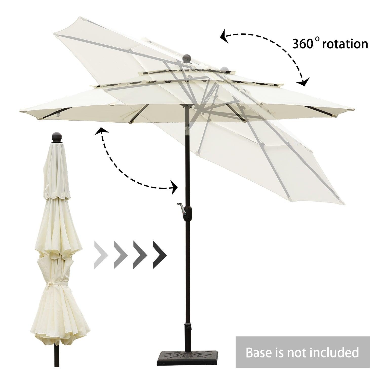 3 Tier 10ft. Patio Umbrella - Market Umbrella with Crank (No Base) Patio Umbrella Aoodor