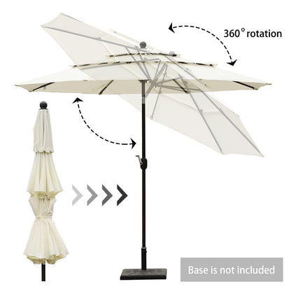 3 Tier 10ft. Patio Umbrella - Market Umbrella with Crank (No Base) Patio Umbrella Aoodor