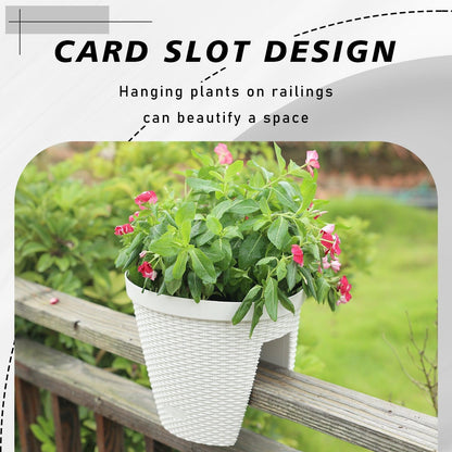 12'' Balcony Rattan Pattern Railing Planter Box with Drainage Holes and Adjustable Brackets- Set of 4  Aoodor
