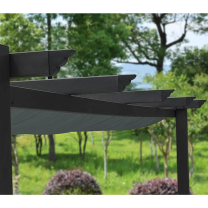 12 x 10 FT Outdoor Pergola with Retractable Shade Canopy, Aluminum Frame, Roller Shade Curtain- Gary Pergola Aoodor   