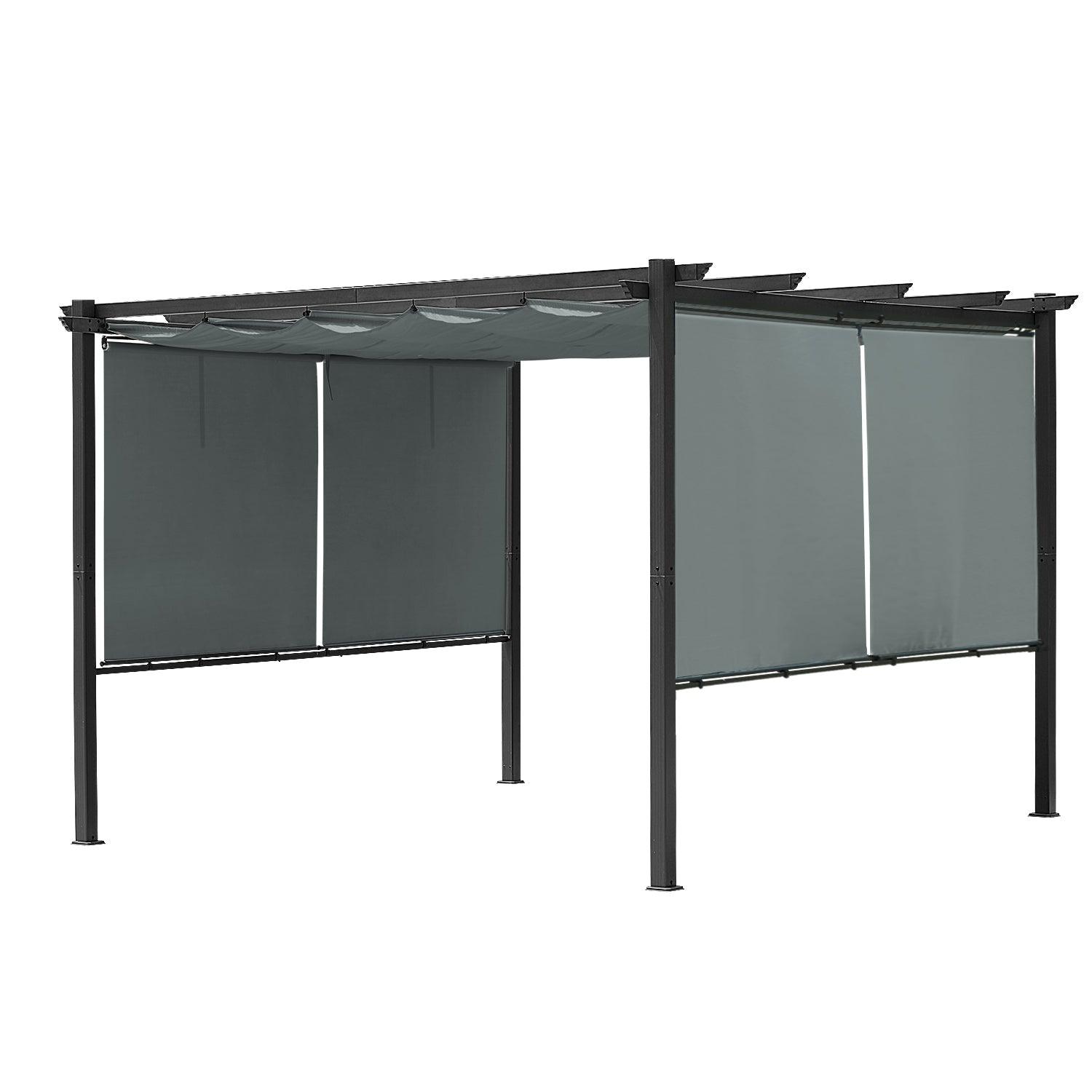 12 x 12 FT Outdoor Pergola with Retractable Shade Canopy, Aluminum Frame, 4 Pieces Roller Shade Curtain- Gary  Aoodor