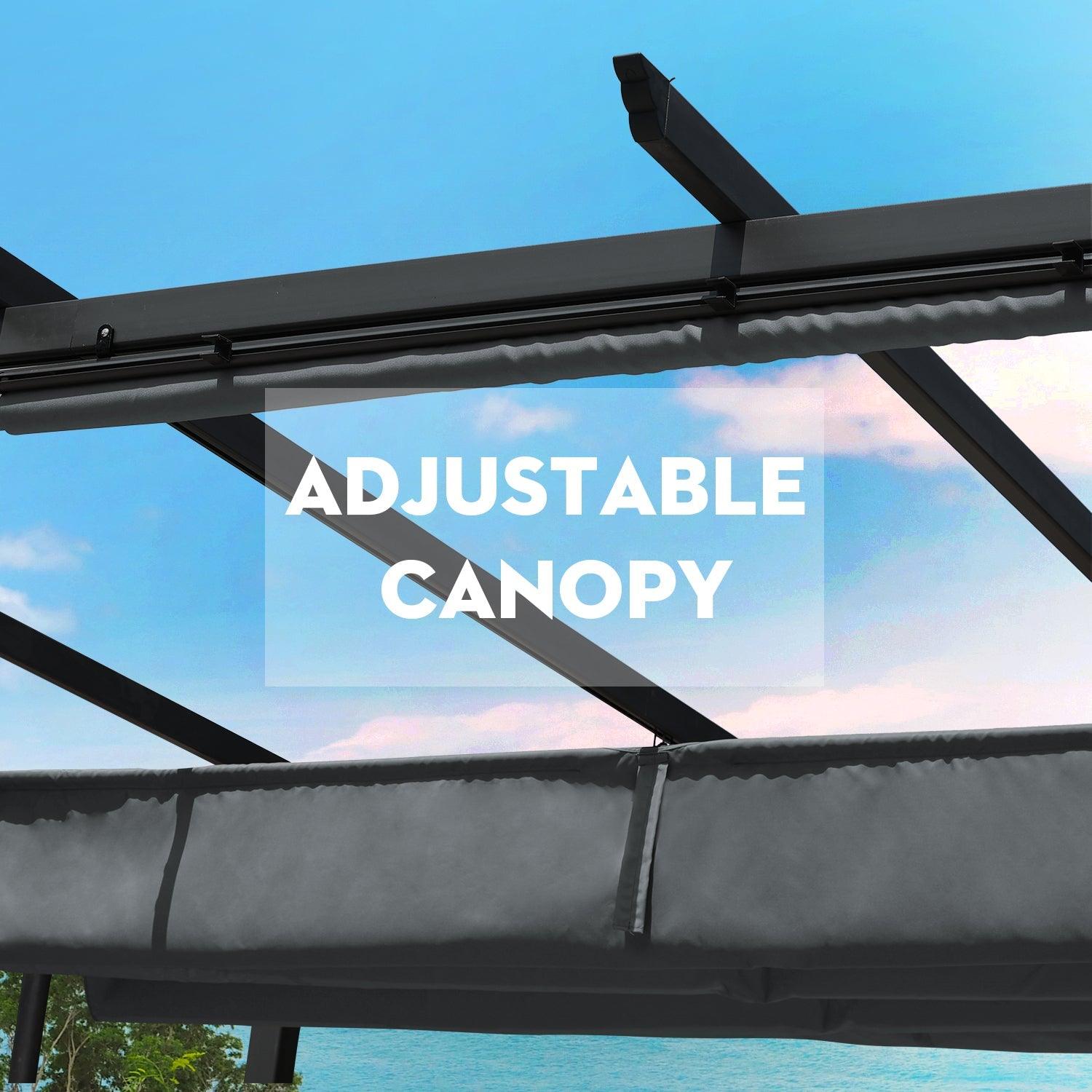 12 x 12 FT Outdoor Pergola with Retractable Shade Canopy, Aluminum Frame, 4 Pieces Roller Shade Curtain- Gary  Aoodor    