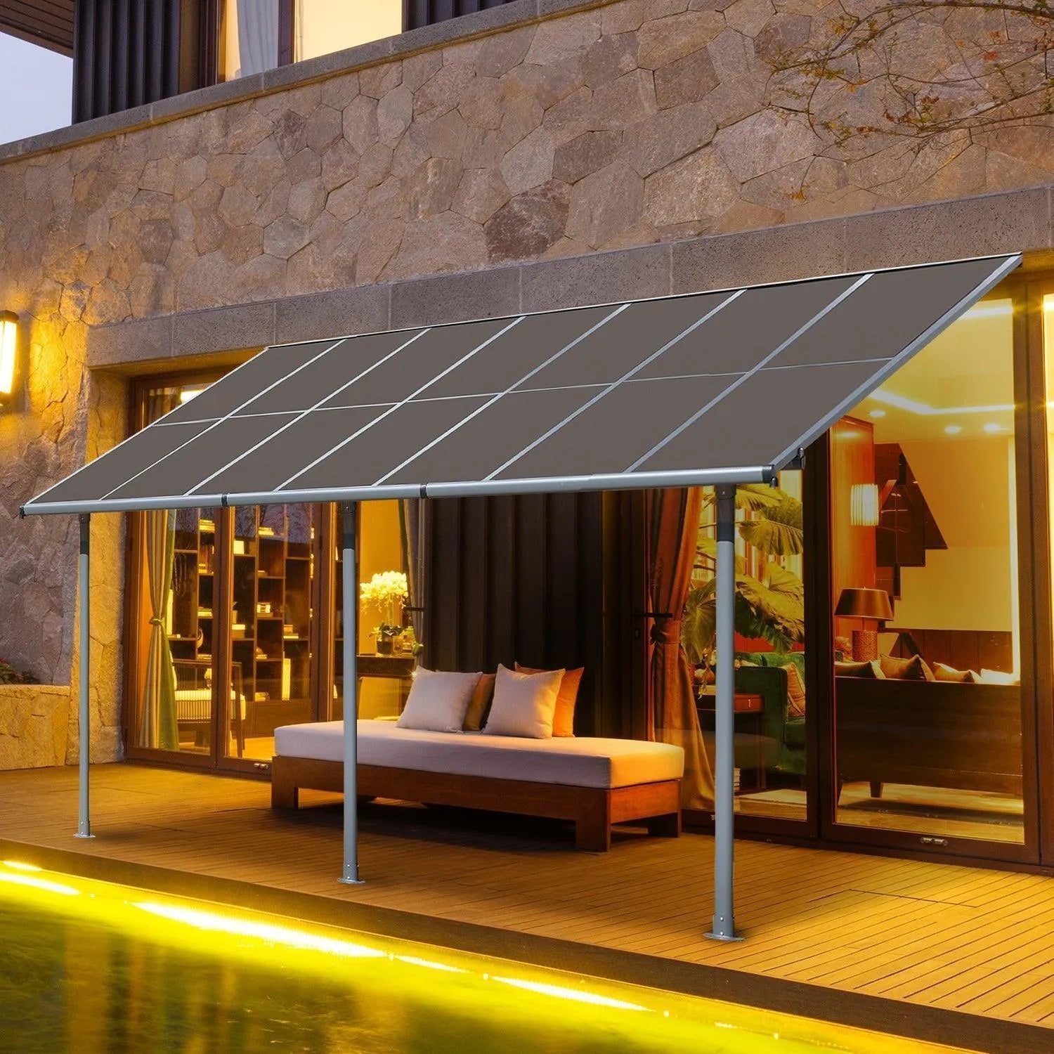 13' x 10' /16.5' x 10' Wall Mount Gazebo - Polycarbonate Outdoor Pergola Pergola Aoodor LLC