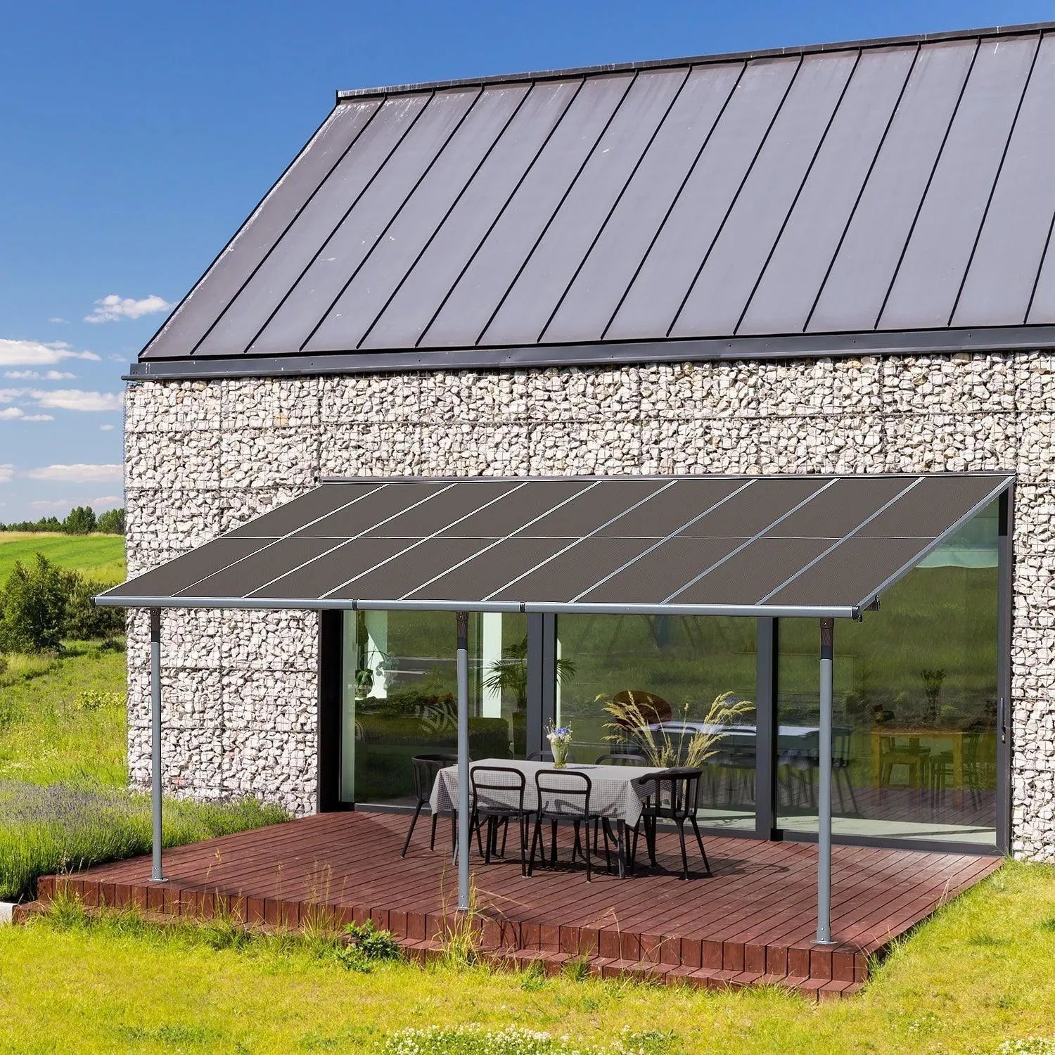 13' x 10' /16.5' x 10' Wall Mount Gazebo - Polycarbonate Outdoor Pergola Pergola Aoodor LLC