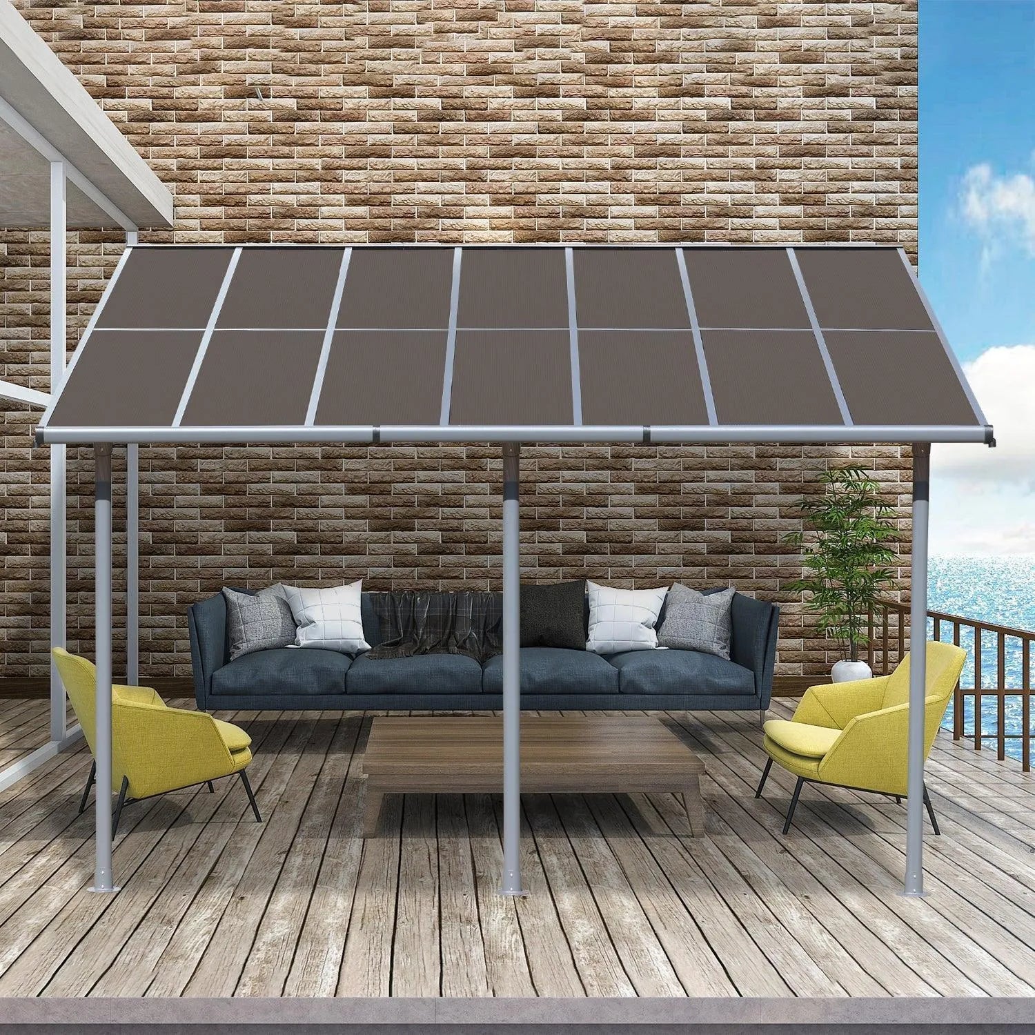 13' x 10' /16.5' x 10' Wall Mount Gazebo - Polycarbonate Outdoor Pergola Pergola Aoodor LLC