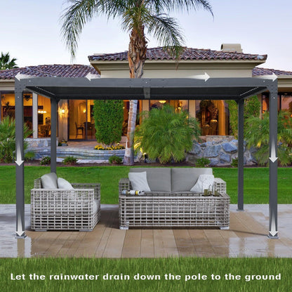 13 x 10 ft. Outdoor Aluminum Louvered Pergola, Sun Shade Shelter with 2 Adjustable Panels - Dark Gray  Aoodor    