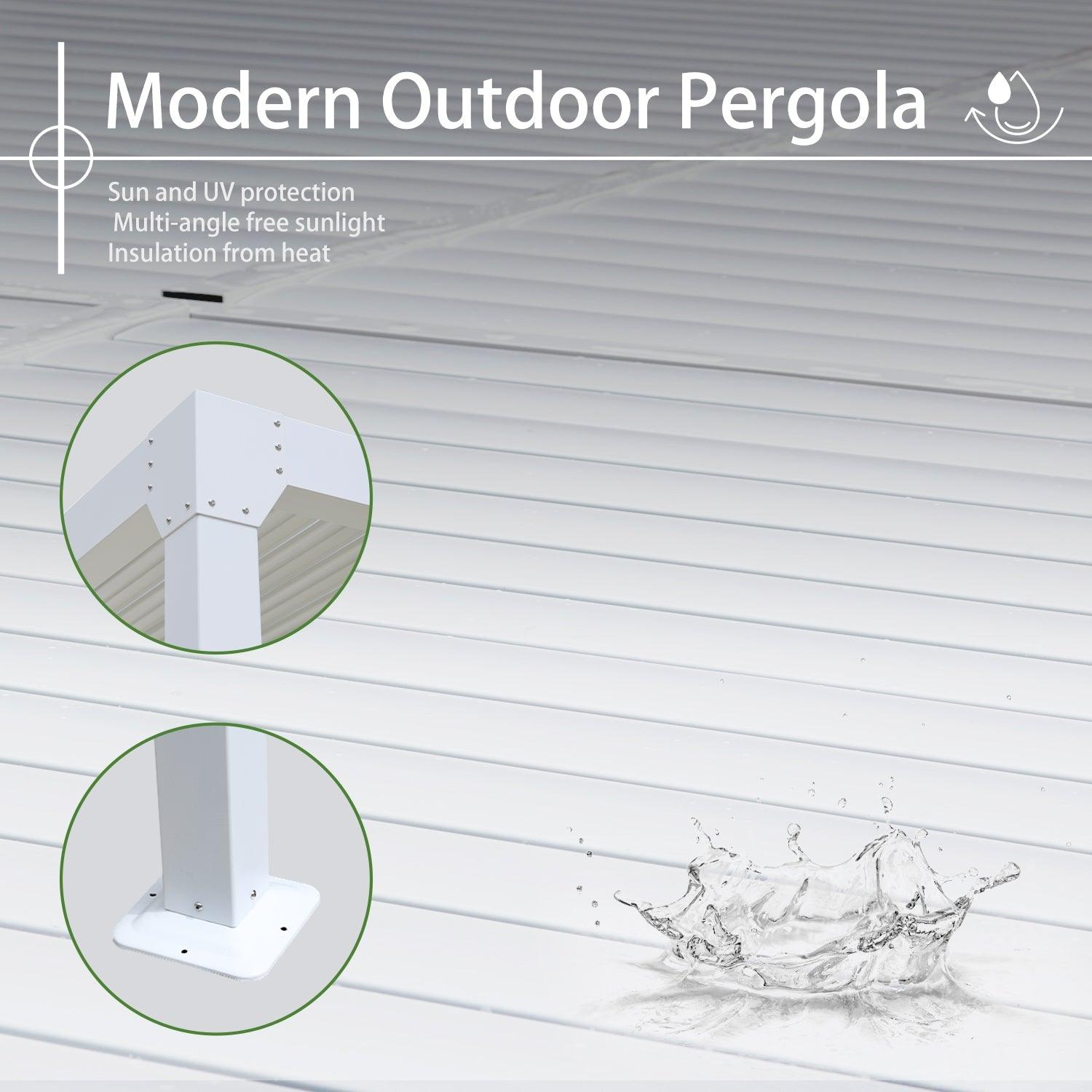 20 x 10 ft. Outdoor Aluminum Louvered Pergola Sun Shade Shelter with Adjustable Panels- White Pergola Aoodor LLC