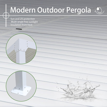 20 x 10 ft. Outdoor Aluminum Louvered Pergola Sun Shade Shelter with Adjustable Panels- White Pergola Aoodor LLC