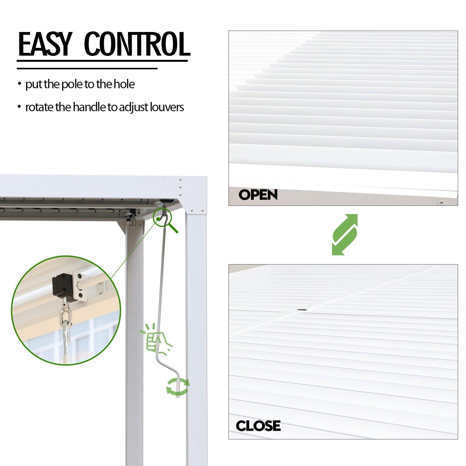 20 x 10 ft. Outdoor Aluminum Louvered Pergola Sun Shade Shelter with Adjustable Panels- White Pergola Aoodor LLC