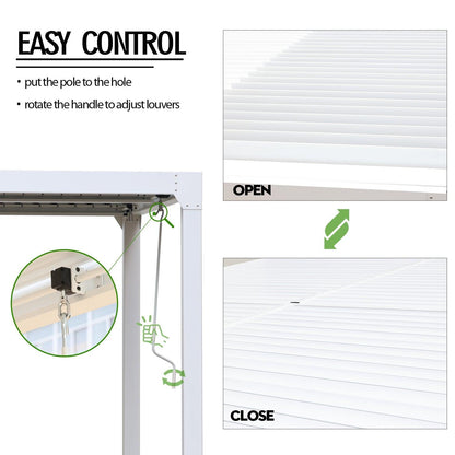 20 x 10 ft. Outdoor Aluminum Louvered Pergola Sun Shade Shelter with Adjustable Panels- White Pergola Aoodor LLC
