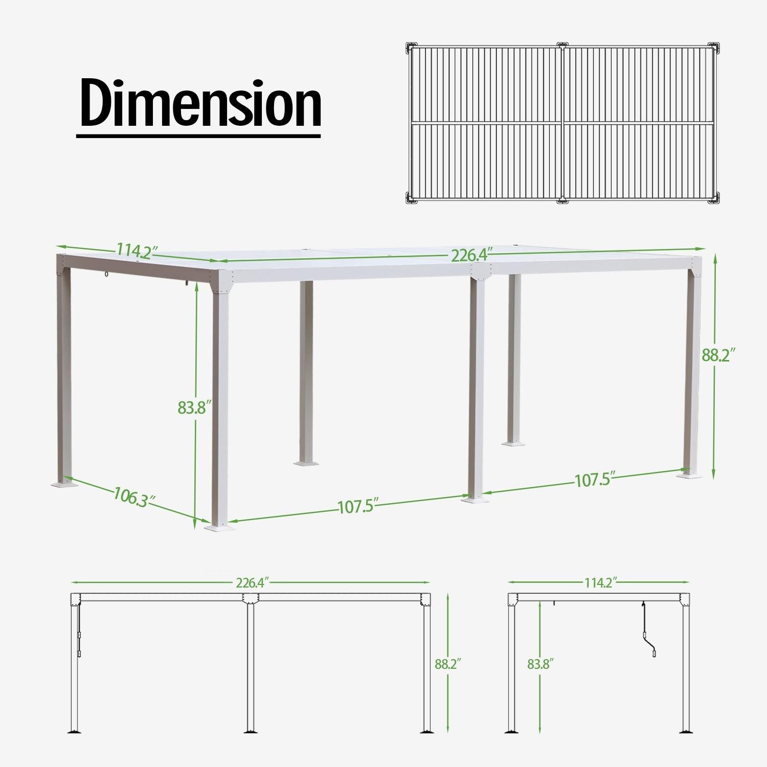 20 x 10 ft. Outdoor Aluminum Louvered Pergola Sun Shade Shelter with Adjustable Panels- White Pergola Aoodor LLC