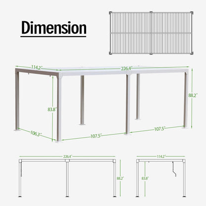 20 x 10 ft. Outdoor Aluminum Louvered Pergola Sun Shade Shelter with Adjustable Panels- White Pergola Aoodor LLC