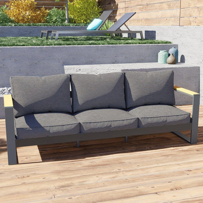 3 Seater Aluminum Sofa Couch Deep Seat - All-Weather Resistant Outdoor Conversation Set with Thick Cushions Furniture Aoodor LLC