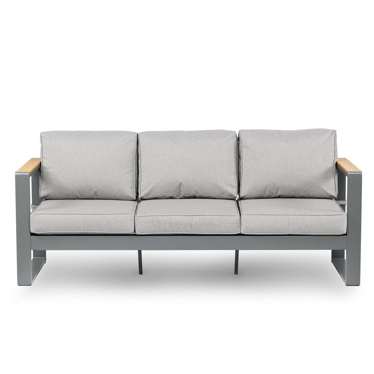 3 Seater Aluminum Sofa Couch Deep Seat - All-Weather Resistant Outdoor Conversation Set with Thick Cushions Furniture Aoodor LLC Light Grey