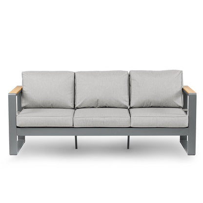 3 Seater Aluminum Sofa Couch Deep Seat - All-Weather Resistant Outdoor Conversation Set with Thick Cushions Furniture Aoodor LLC Light Grey
