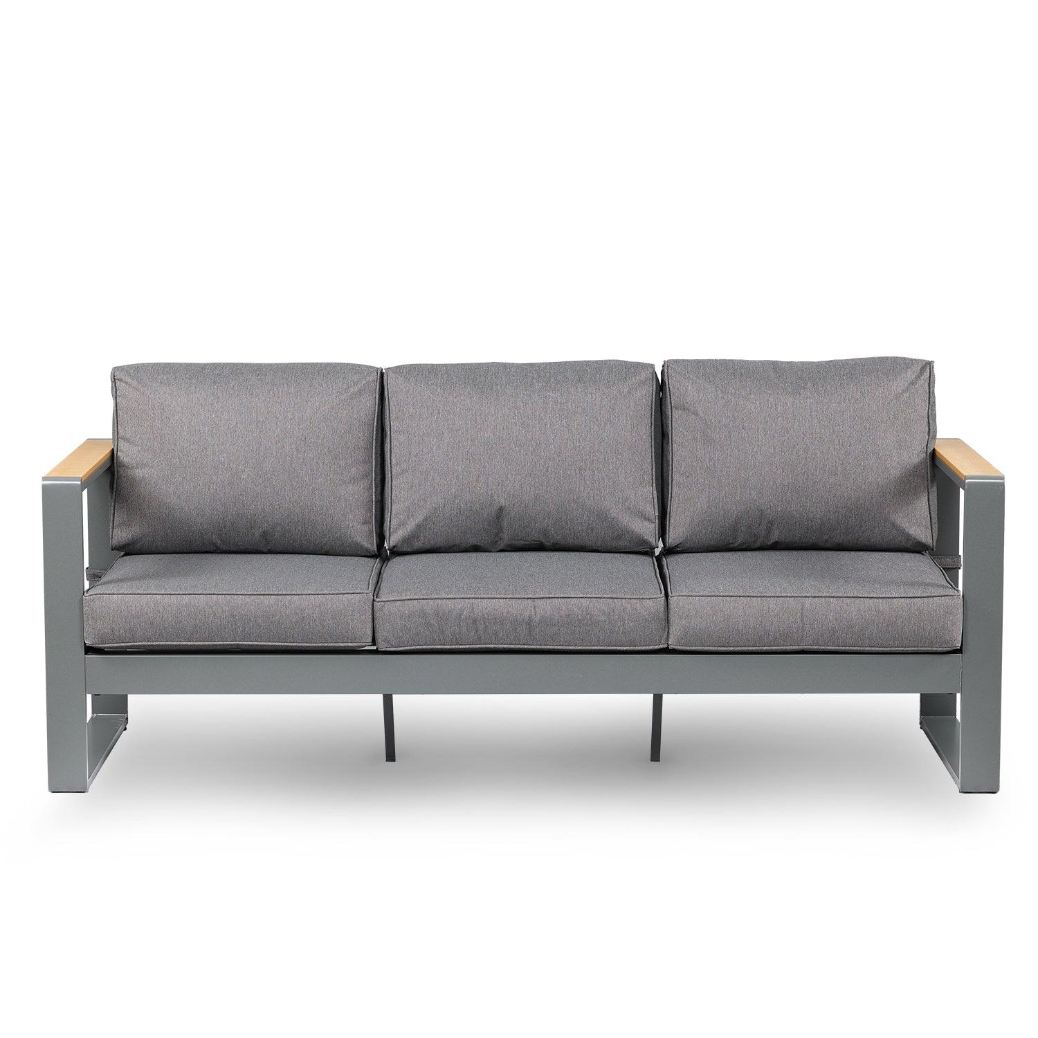 3 Seater Aluminum Sofa Couch Deep Seat - All-Weather Resistant Outdoor Conversation Set with Thick Cushions Furniture Aoodor LLC Grey