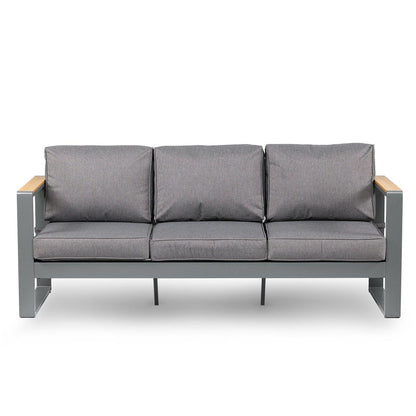 3 Seater Aluminum Sofa Couch Deep Seat - All-Weather Resistant Outdoor Conversation Set with Thick Cushions Furniture Aoodor LLC Grey