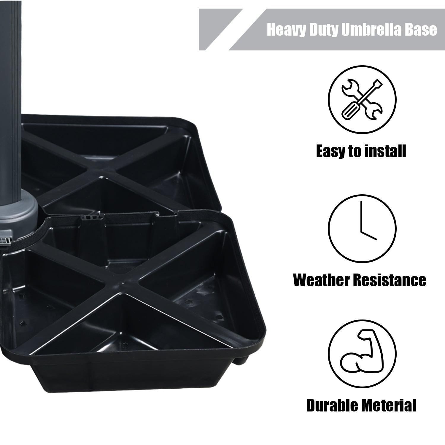 4-Piece Offset Cantilever Patio Umbrella Base Stand - Sand Filled Weight Plates for Stability Patio Umbrella Aoodor LLC